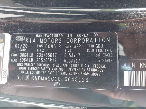 2020 KIA SEDONA L