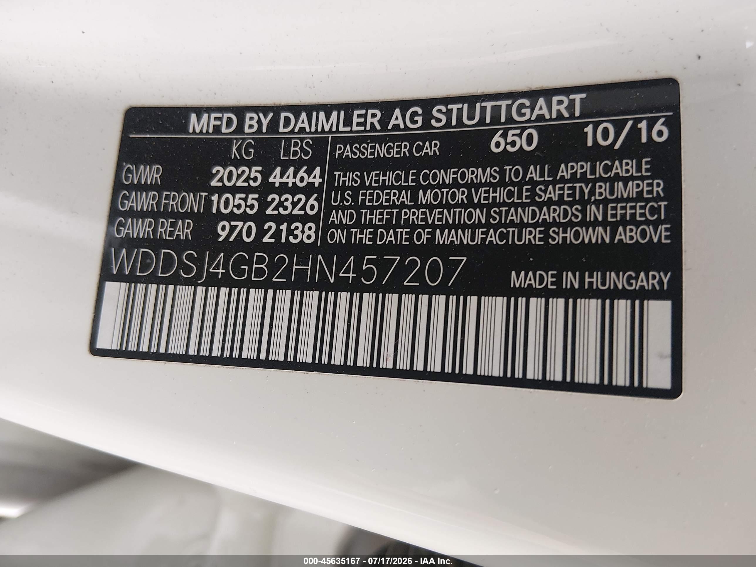 2017 MERCEDES-BENZ CLA 250 4MATIC