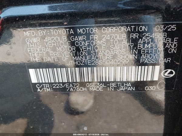 2025 LEXUS IS 350 F SPORT