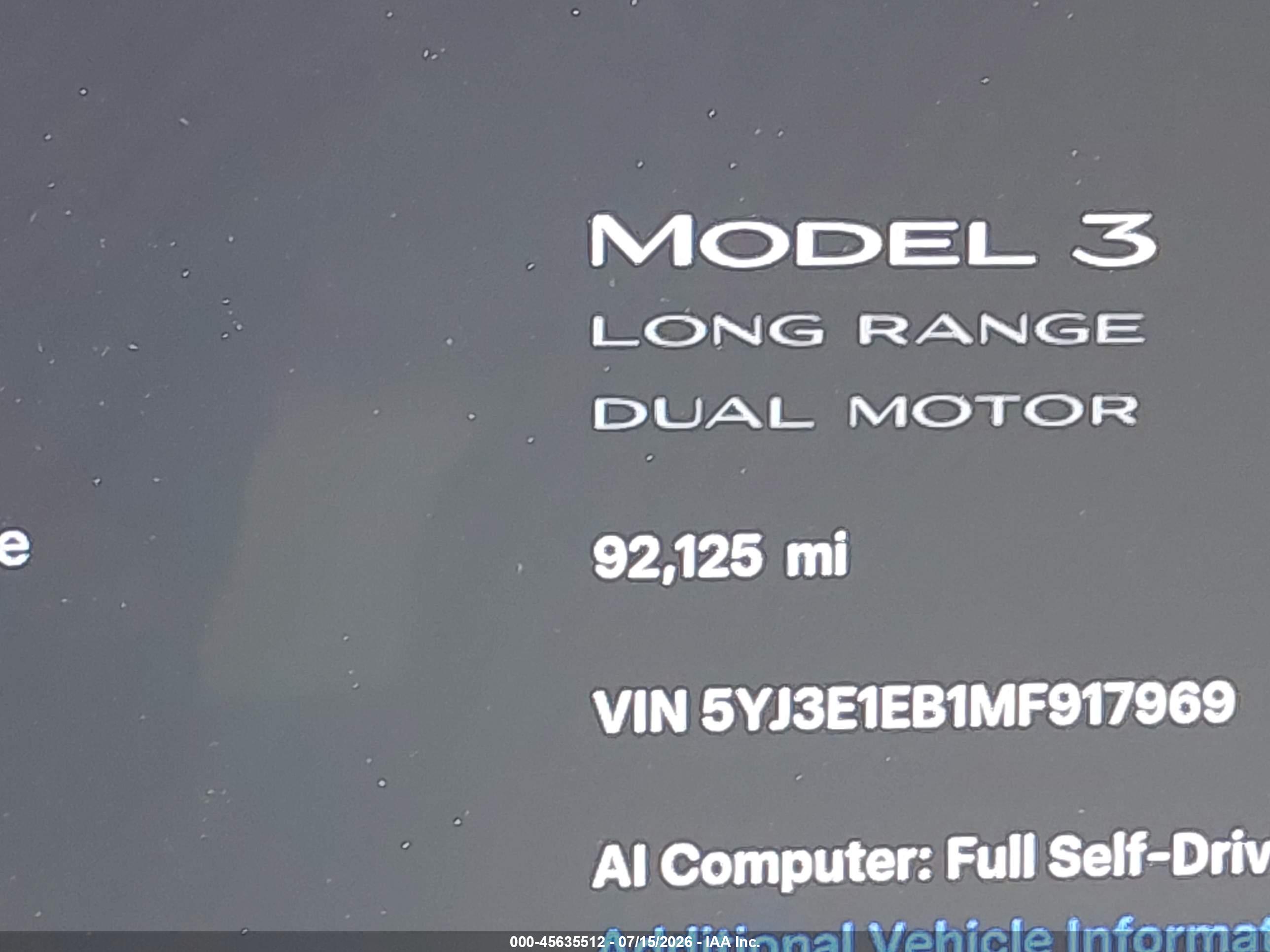 2021 TESLA MODEL 3