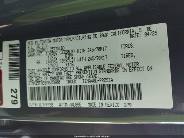 2025 TOYOTA TACOMA SR5