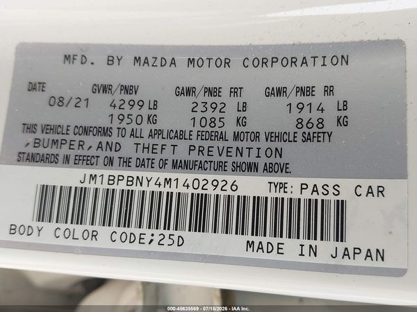 2021 MAZDA MAZDA3 2.5 TURBO PREMIUM PLUS