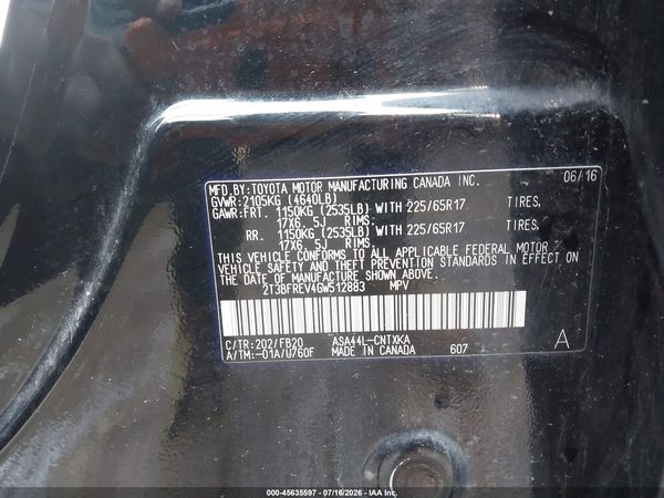 2016 TOYOTA RAV4 LE