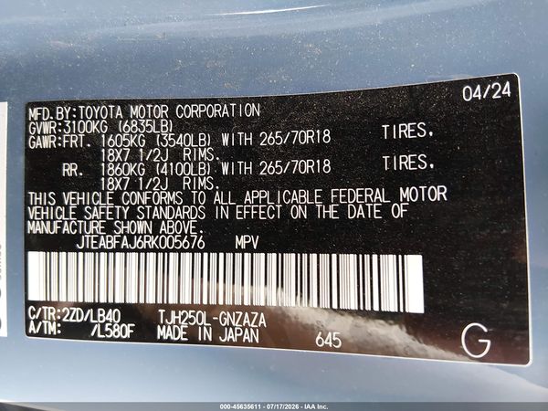 2024 TOYOTA LAND CRUISER