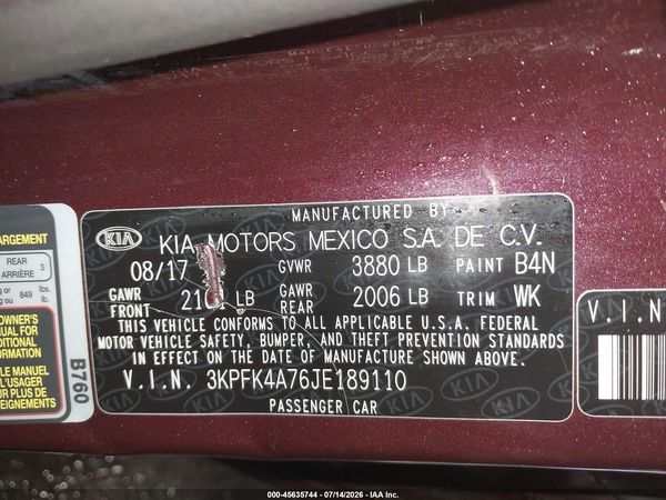 2018 KIA FORTE LX