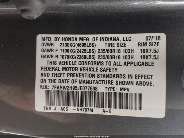 2018 HONDA CR-V TOURING