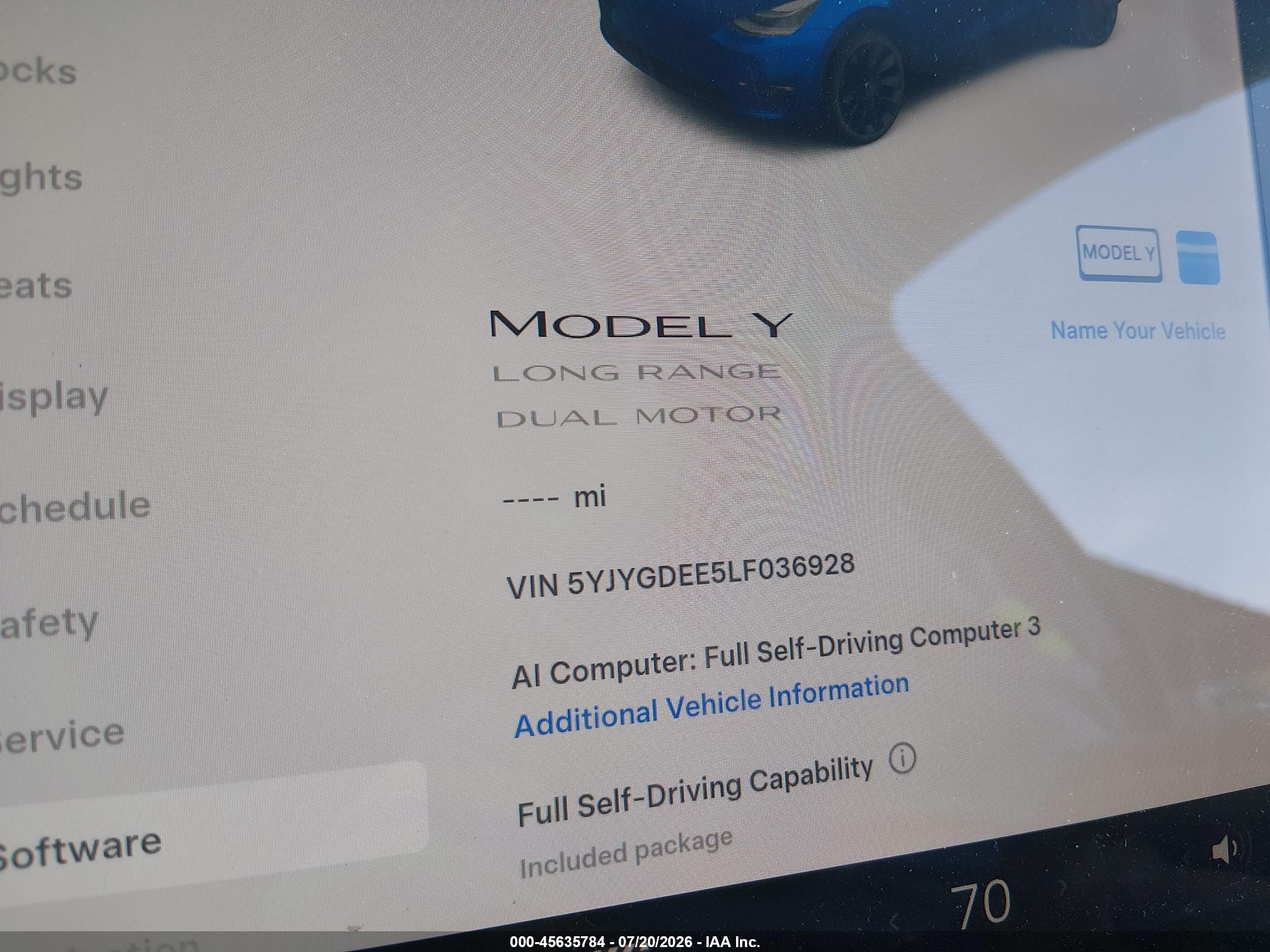 2020 TESLA MODEL Y
