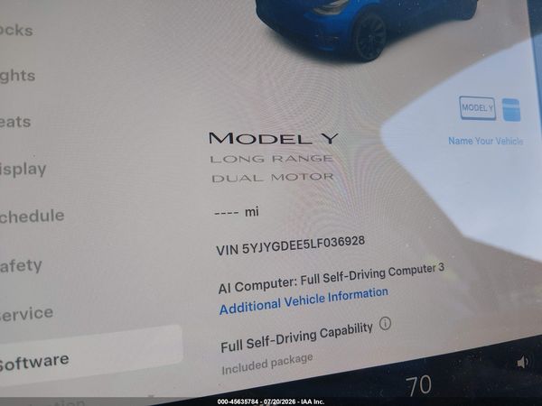 2020 TESLA MODEL Y