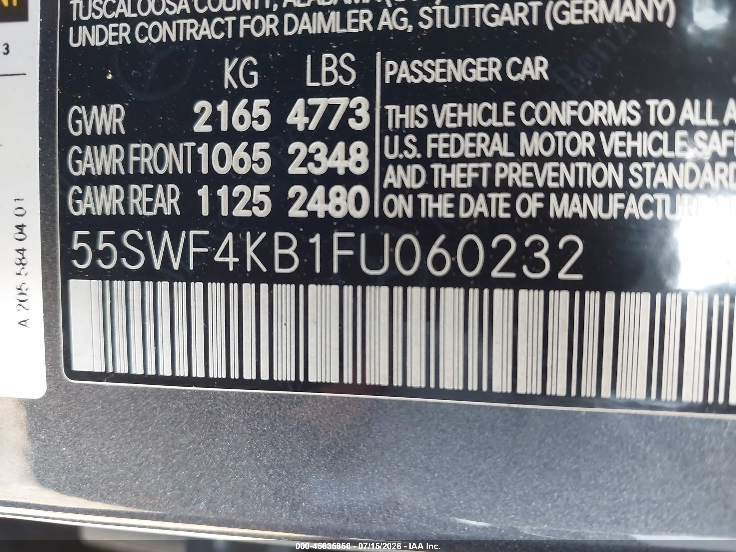 2015 MERCEDES-BENZ C 300 4MATIC