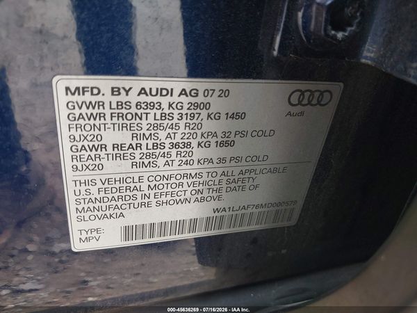 2021 AUDI Q7 PREMIUM PLUS