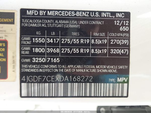 2013 MERCEDES-BENZ GL 450 4MATIC