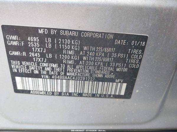 2018 SUBARU OUTBACK 2.5I