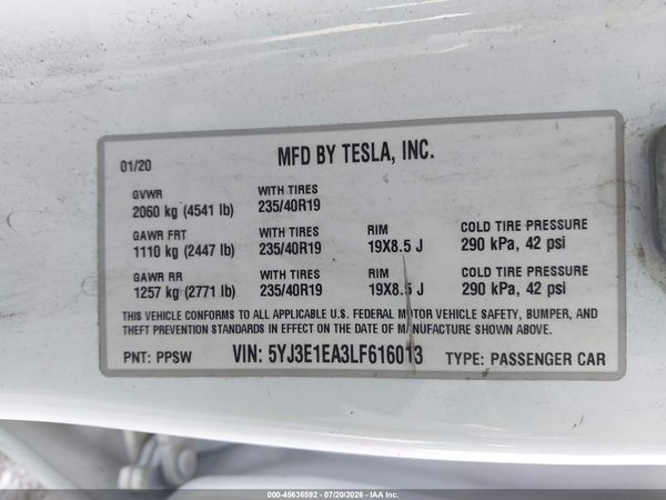 2020 TESLA MODEL 3