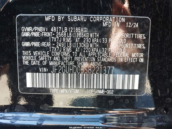 2025 SUBARU CROSSTREK PREMIUM — I9