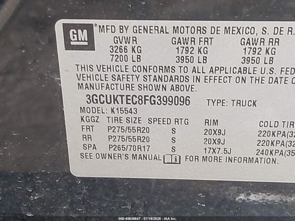 2015 CHEVROLET SILVERADO 1500 HIGH COUNTRY — I9