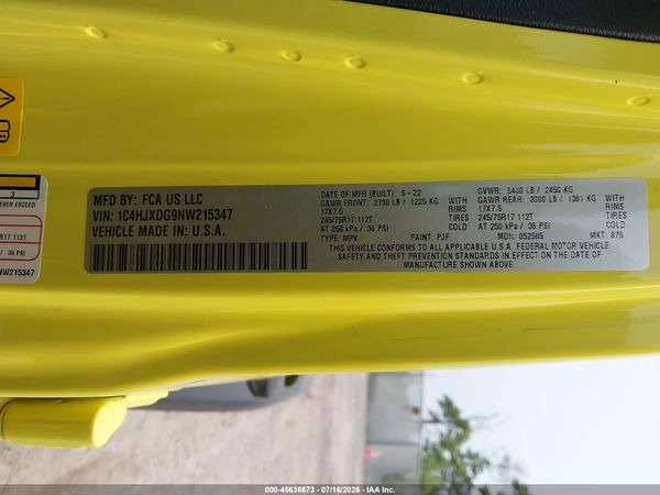 2022 JEEP WRANGLER UNLIMITED SPORT S 4X4