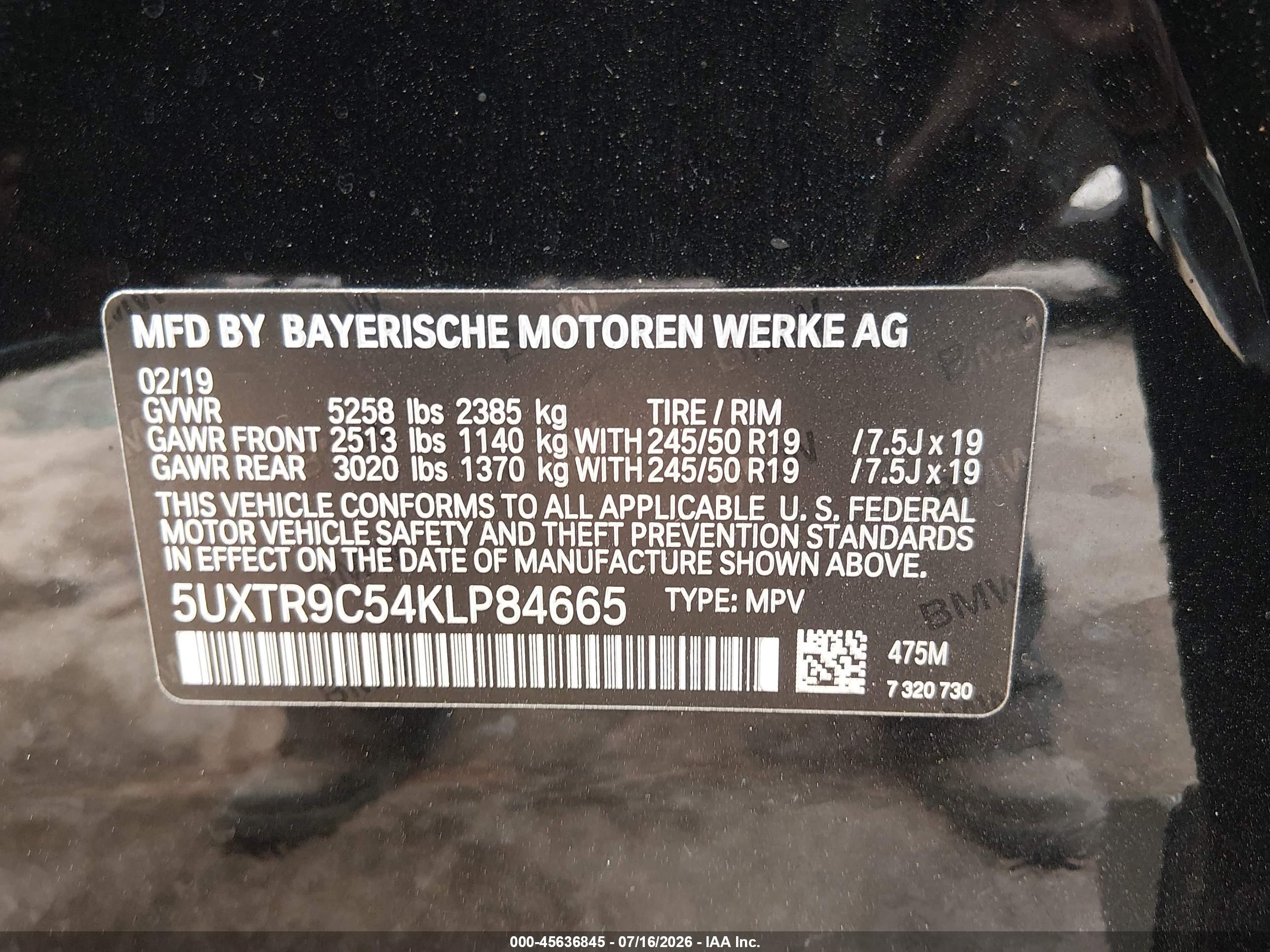 2019 BMW X3 XDRIVE30I