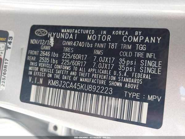 2019 HYUNDAI TUCSON SE