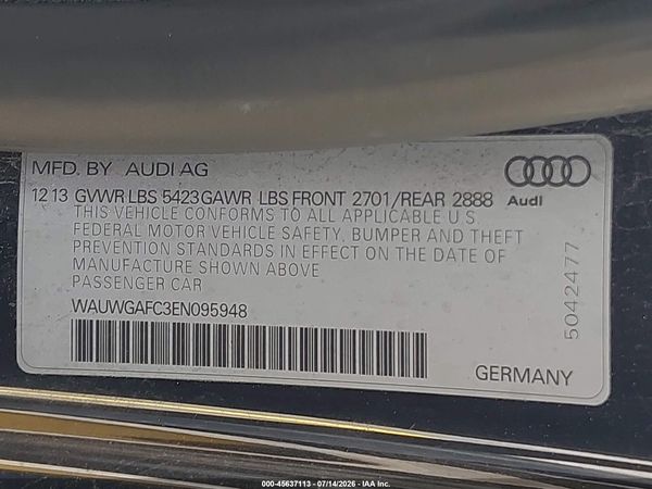 2014 AUDI A7 3.0T PREMIUM PLUS