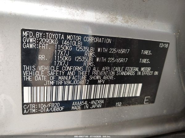 2019 TOYOTA RAV4 LE
