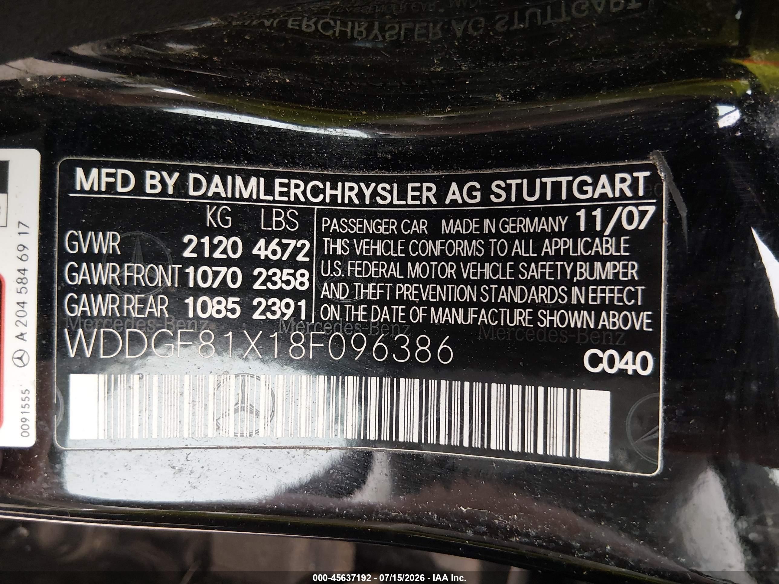 2008 MERCEDES-BENZ C 300 C300 4 MATIC