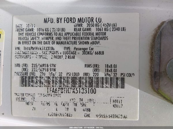 2019 FORD MUSTANG ECOBOOST