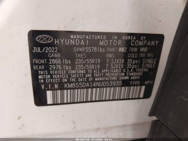 2022 HYUNDAI SANTA FE HYBRID LIMITED
