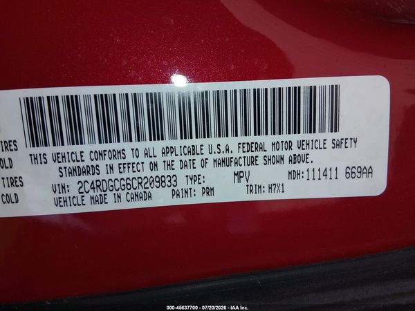 2012 DODGE GRAND CARAVAN SXT