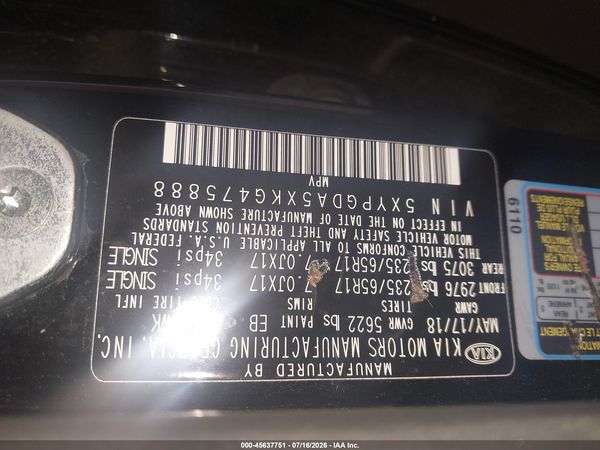 2019 KIA SORENTO 3.3L LX