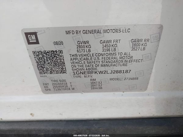 2020 CHEVROLET TRAVERSE FWD LS — I9