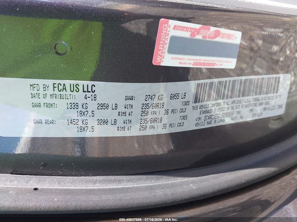 2018 CHRYSLER PACIFICA TOURING L PLUS