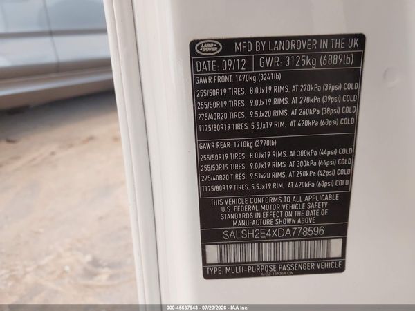 2013 LAND ROVER RANGE ROVER SPORT SUPERCHARGED