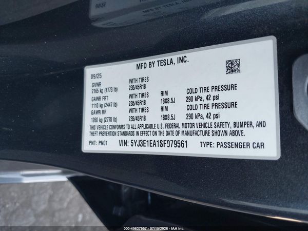 2025 TESLA MODEL 3