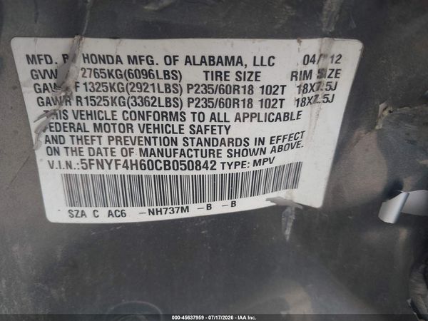 2012 HONDA PILOT EX-L