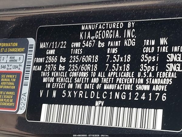 2022 KIA SORENTO X-LINE S