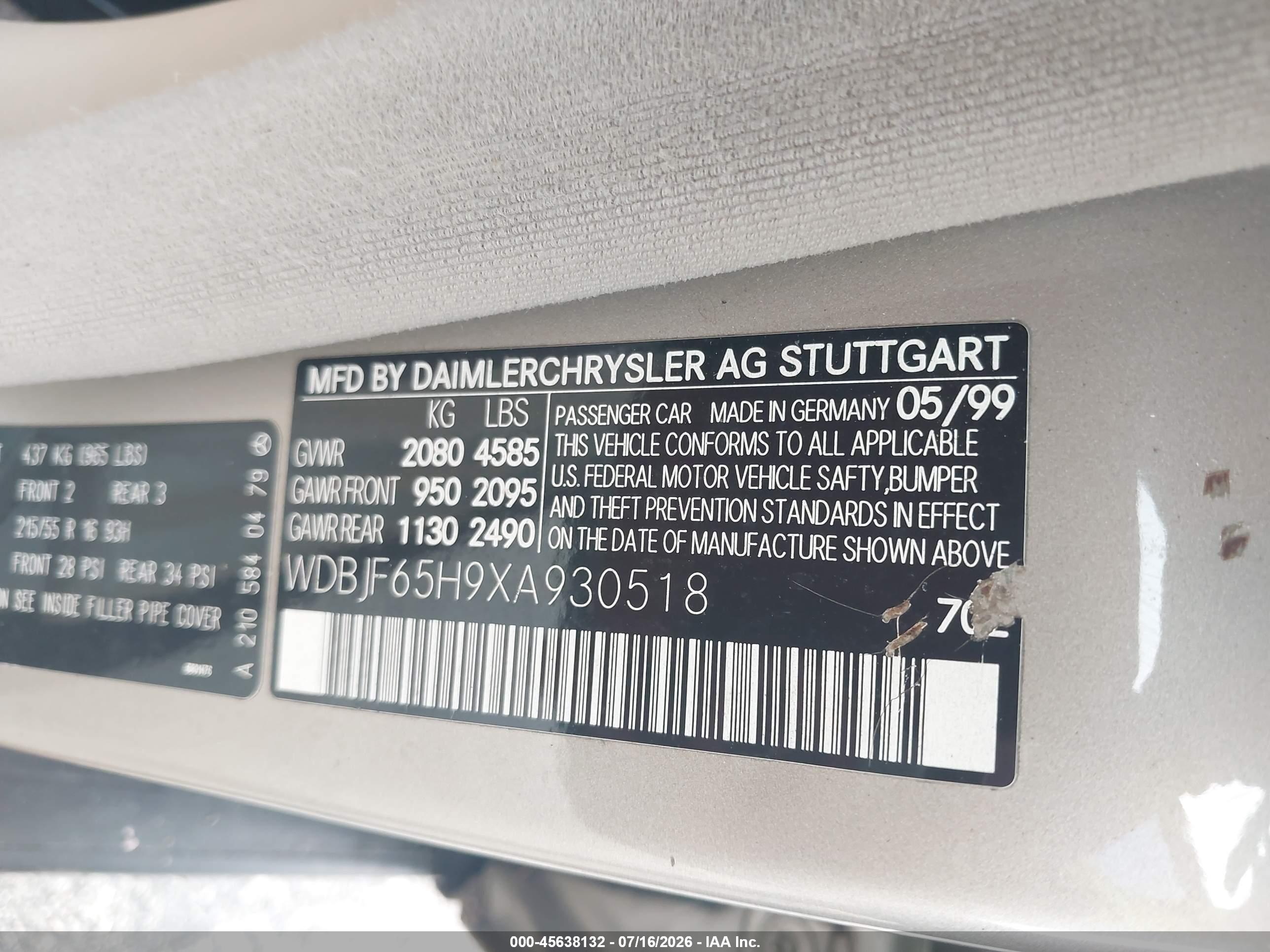 1999 MERCEDES-BENZ E 320 E320