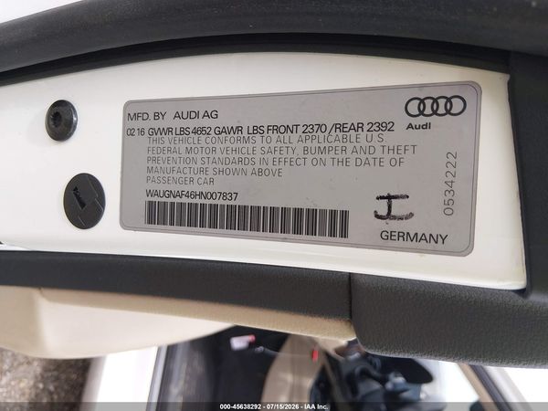 2017 AUDI A4 2.0T PREMIUM