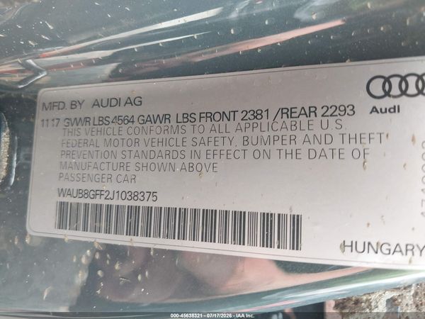 2018 AUDI A3 2.0T PREMIUM