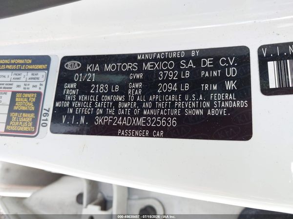 2021 KIA FORTE LXS