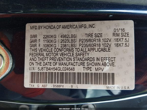 2016 ACURA RDX