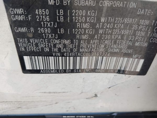 2020 SUBARU OUTBACK PREMIUM