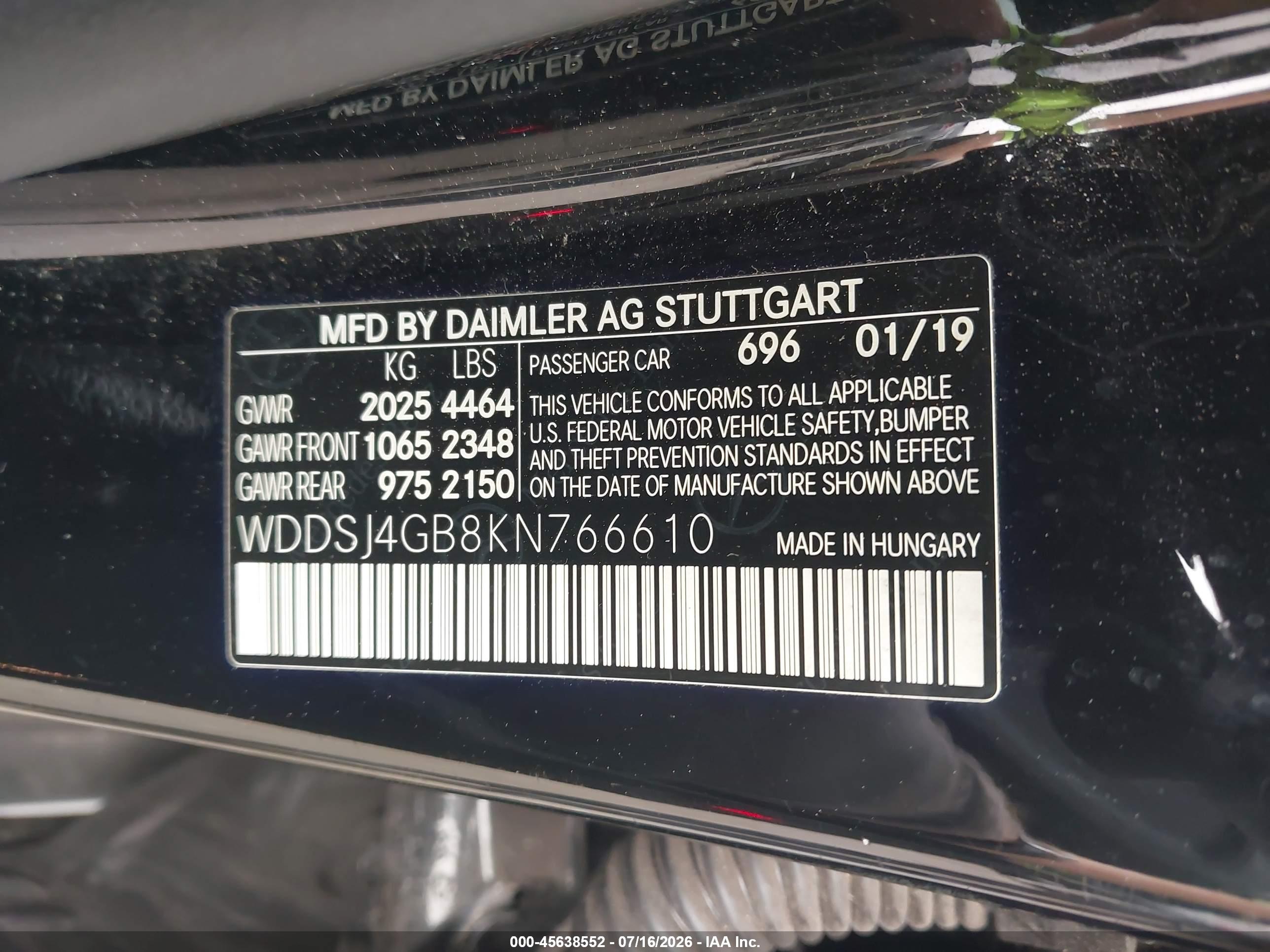 2019 MERCEDES-BENZ CLA 250 4MATIC