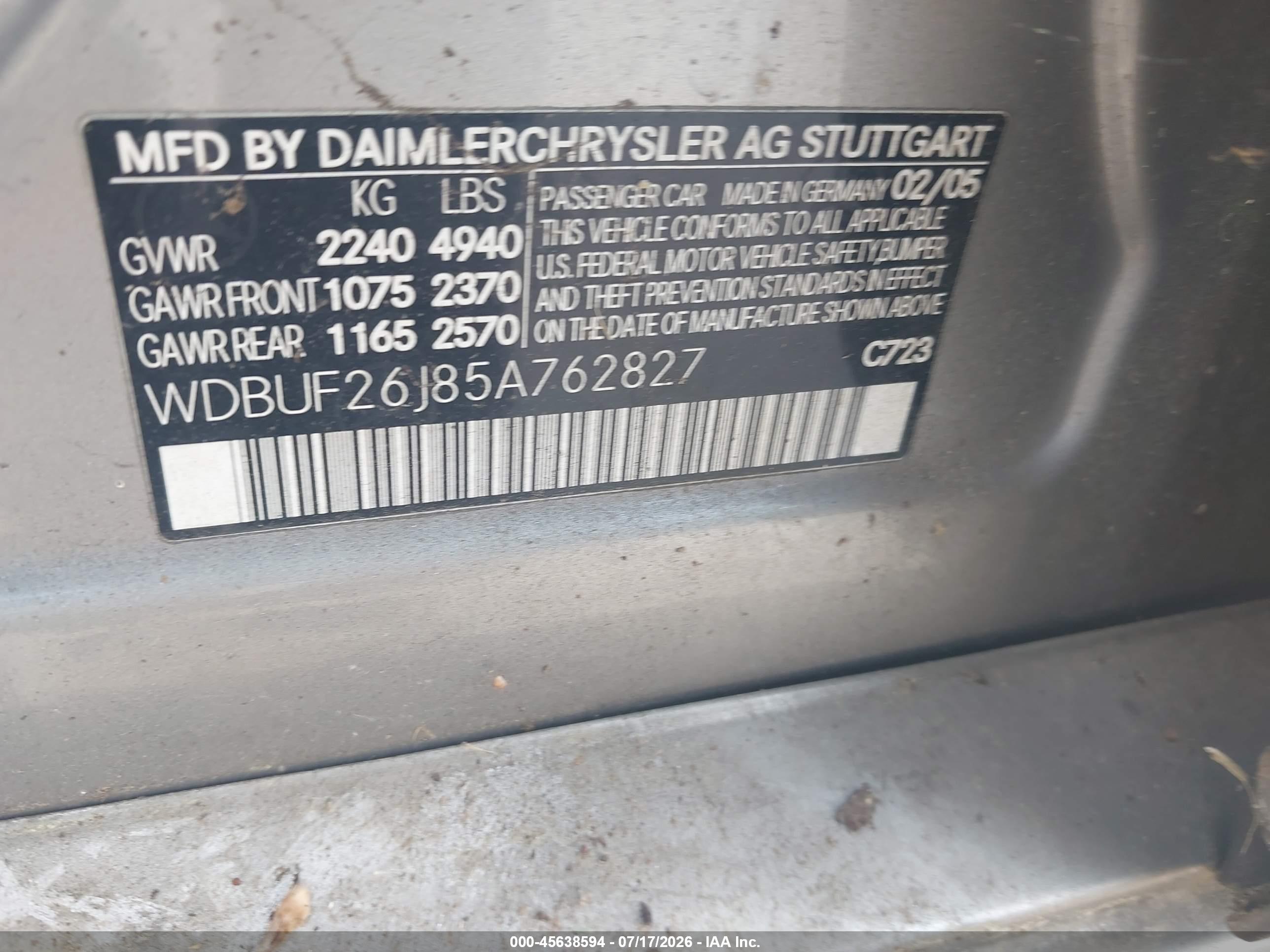 2005 MERCEDES-BENZ E E320 CDI (W)