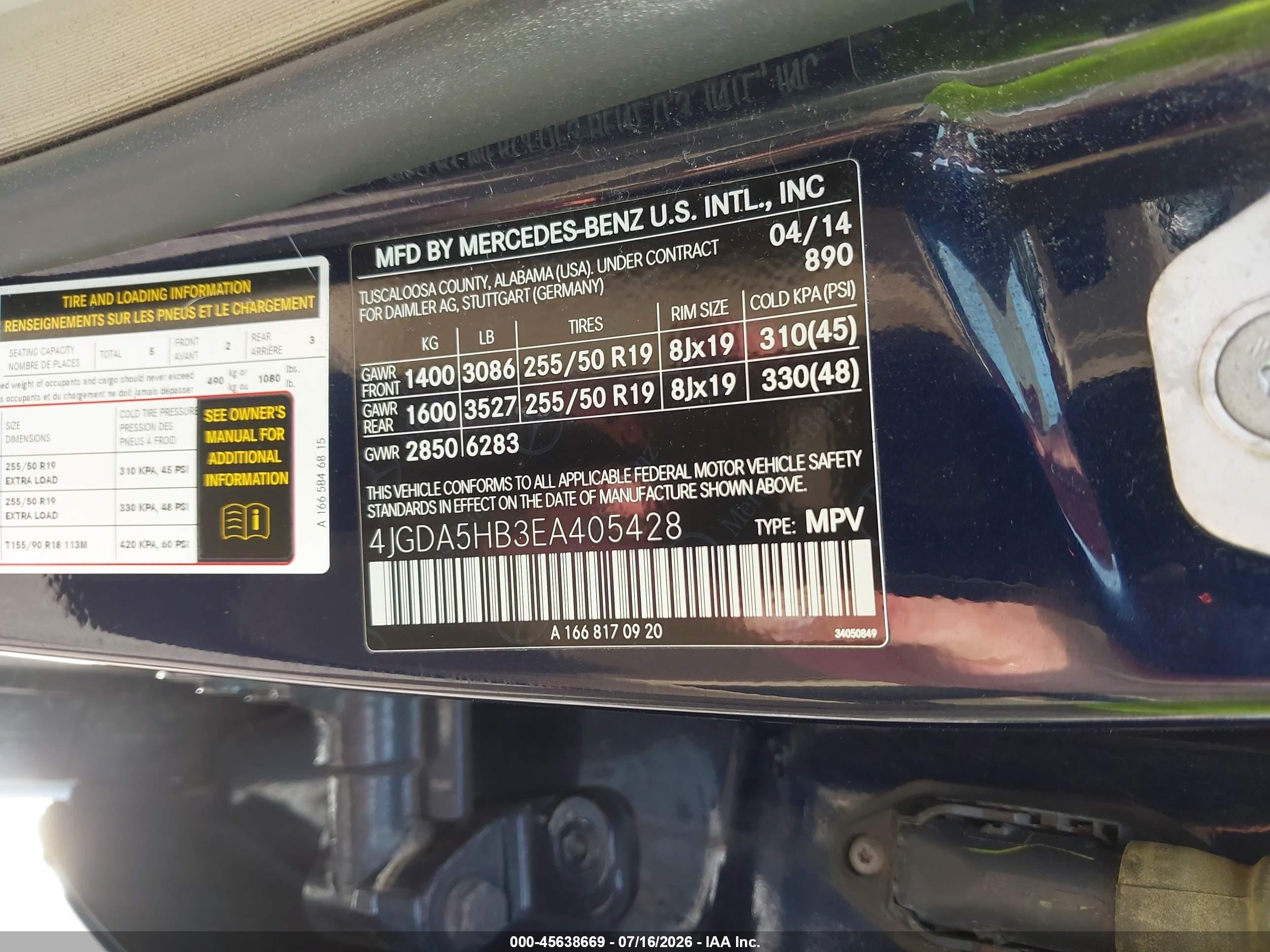 2014 MERCEDES-BENZ ML 350 4MATIC