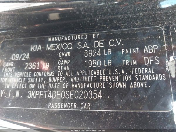 2025 KIA K4 LX