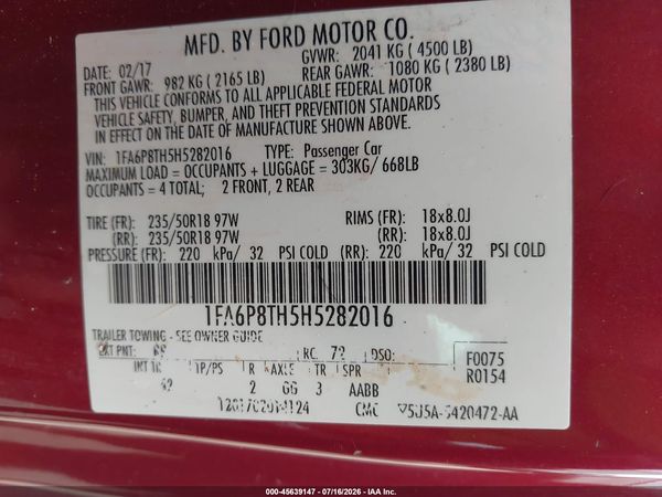 2017 FORD MUSTANG ECOBOOST