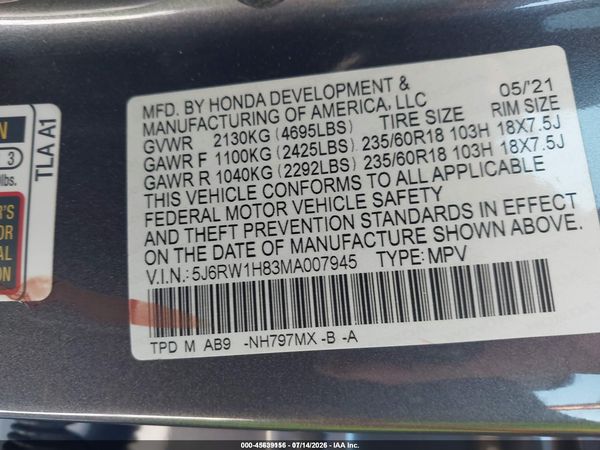 2021 HONDA CR-V 2WD EX-L