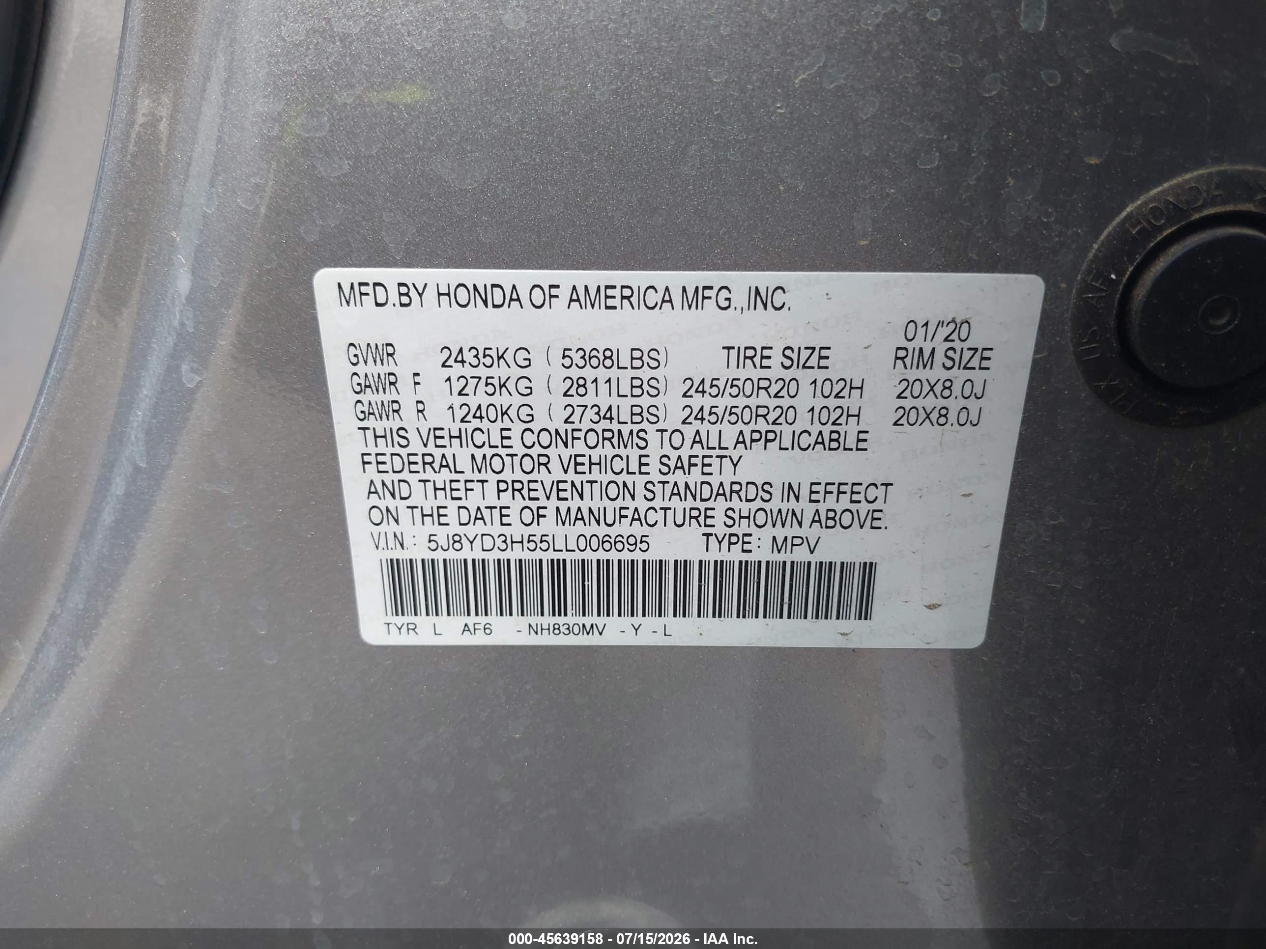 2020 ACURA MDX TECH 7P