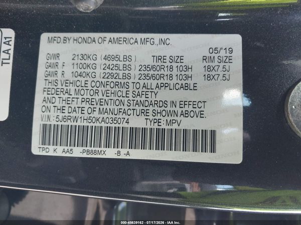 2019 HONDA CR-V EX