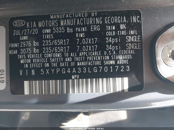 2020 KIA SORENTO 2.4L LX